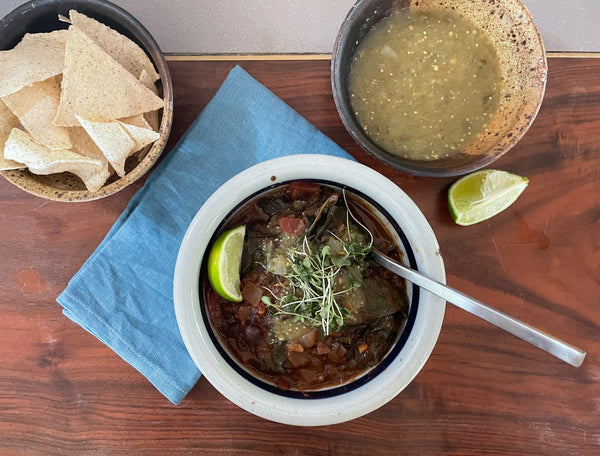 Spicy Black Bean Chili with Roasted Green Salsa – Paavani Ayurveda