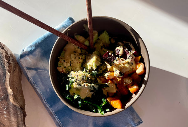 Vata Balancing Veggie Bowl with Orange-Ginger Miso Dressing – Paavani Ayurveda